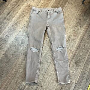 FREE PEOPLE Citrine distressed skinny jeans in tan, size 27